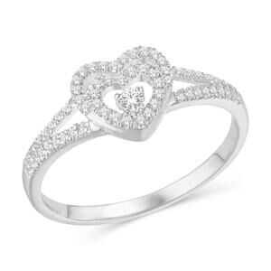 0.20cttw Diamond Open Heart Promise Engagement Ring 10k White Gold